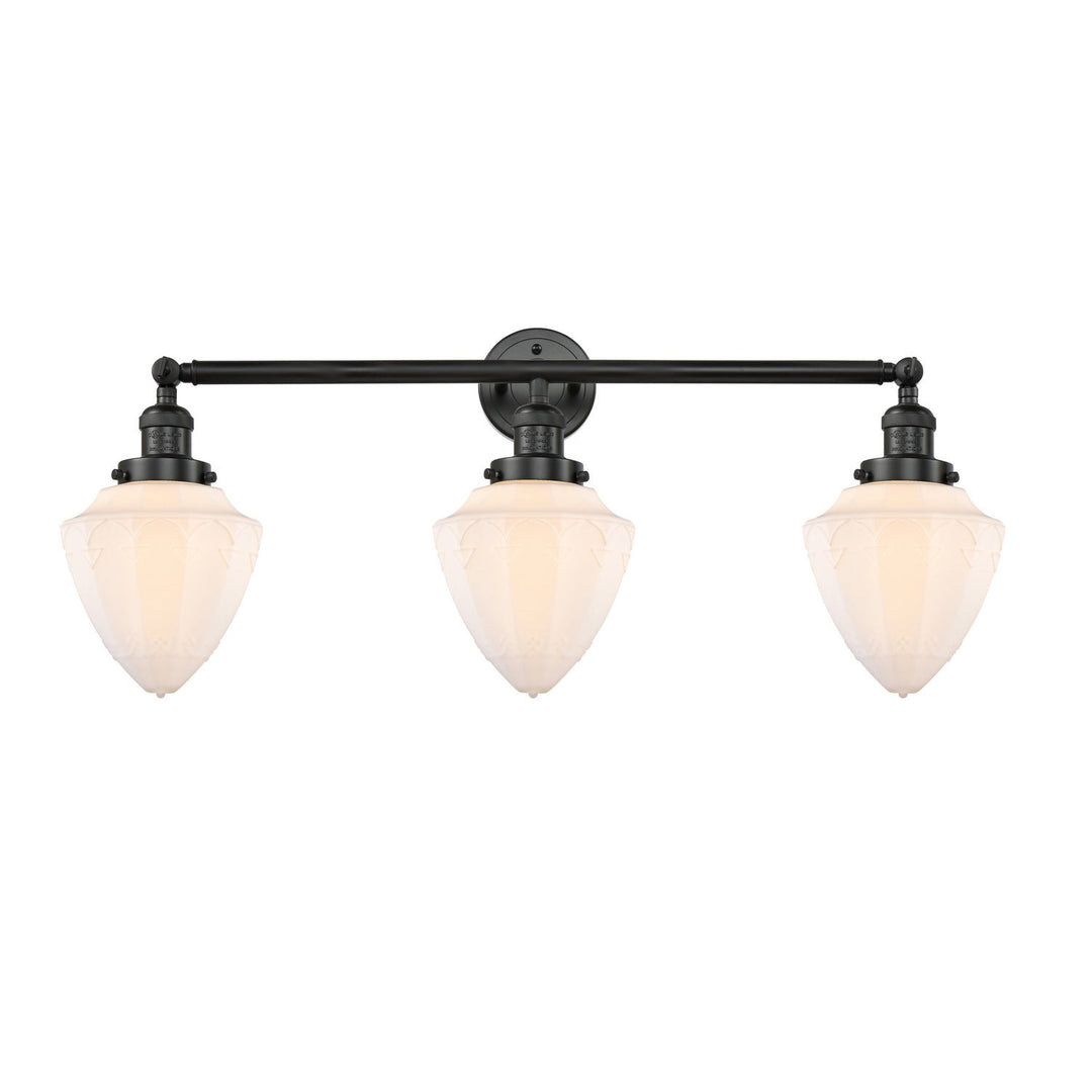 Innovations Franklin Restoration 205-BK-G661-7 Bath Vanity Light 34 in. wide - Matte Black
