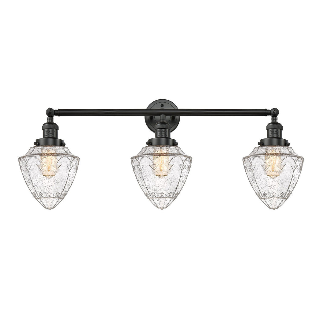 Innovations Franklin Restoration 205-BK-G664-7 Bath Vanity Light 34 in. wide - Matte Black