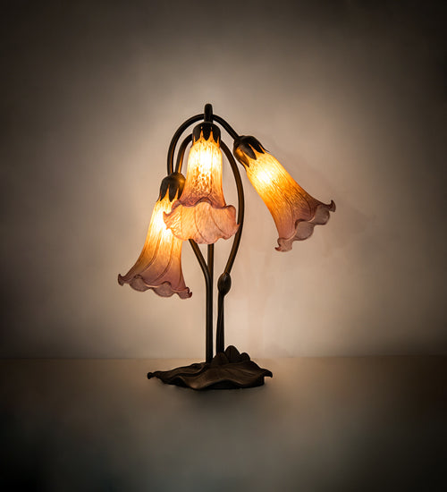 Meyda Tiffany Lighting 129165 Amber/Purple Three Light Table Lamp Lamp Bronze / Dark
