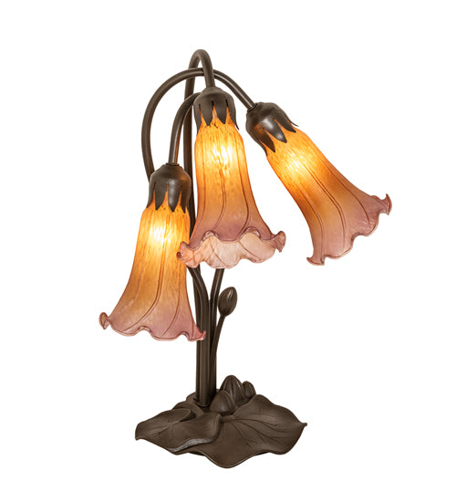 Meyda Tiffany Lighting 129165 Amber/Purple Three Light Table Lamp Lamp Bronze / Dark