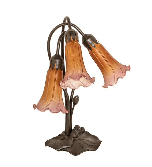 Meyda Tiffany Lighting 129165 Amber/Purple Three Light Table Lamp Lamp Bronze / Dark