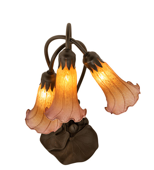 Meyda Tiffany Lighting 129165 Amber/Purple Three Light Table Lamp Lamp Bronze / Dark