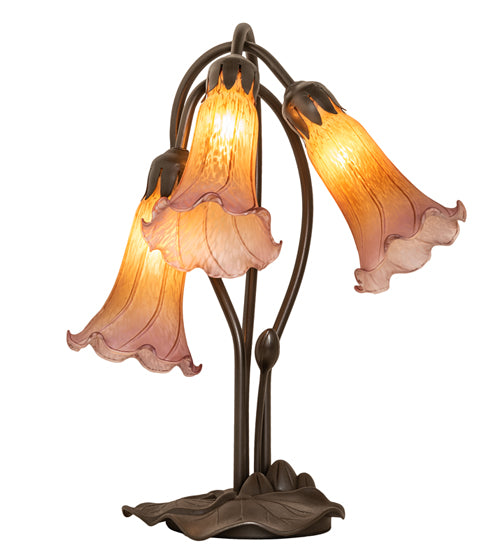 Meyda Tiffany Lighting 129165 Amber/Purple Three Light Table Lamp Lamp Bronze / Dark