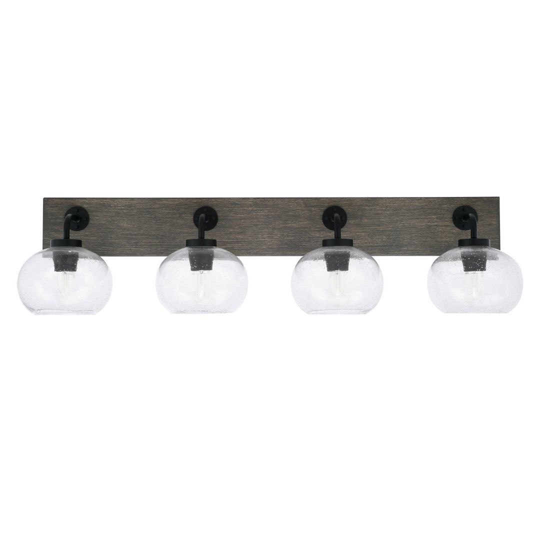 Toltec Oxbridge 1774-mbdw-202 Bath Vanity Light 38 in. wide - Matte Black & Painted Distressed Wood-look