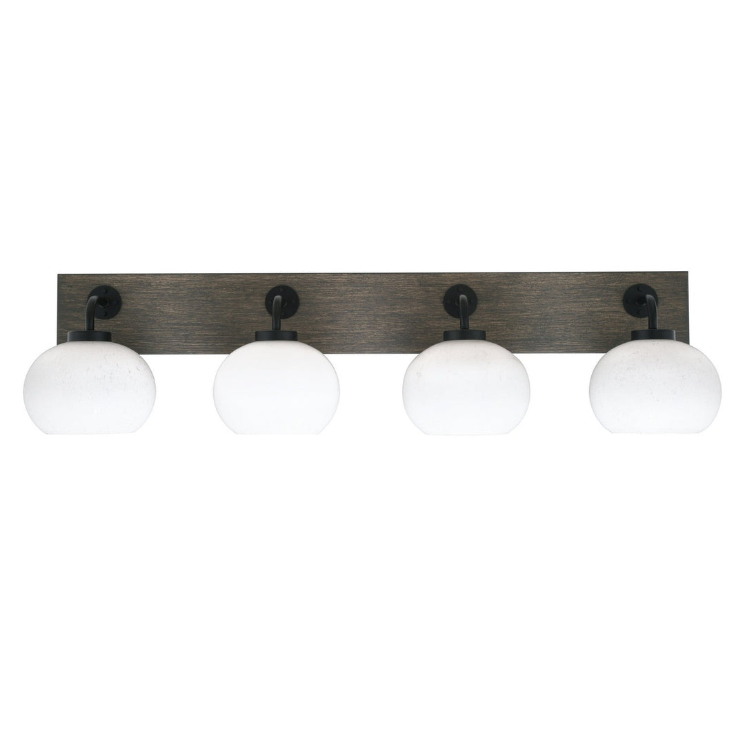 Toltec Oxbridge 1774-mbdw-212 Bath Vanity Light 38 in. wide - Matte Black & Painted Distressed Wood-look