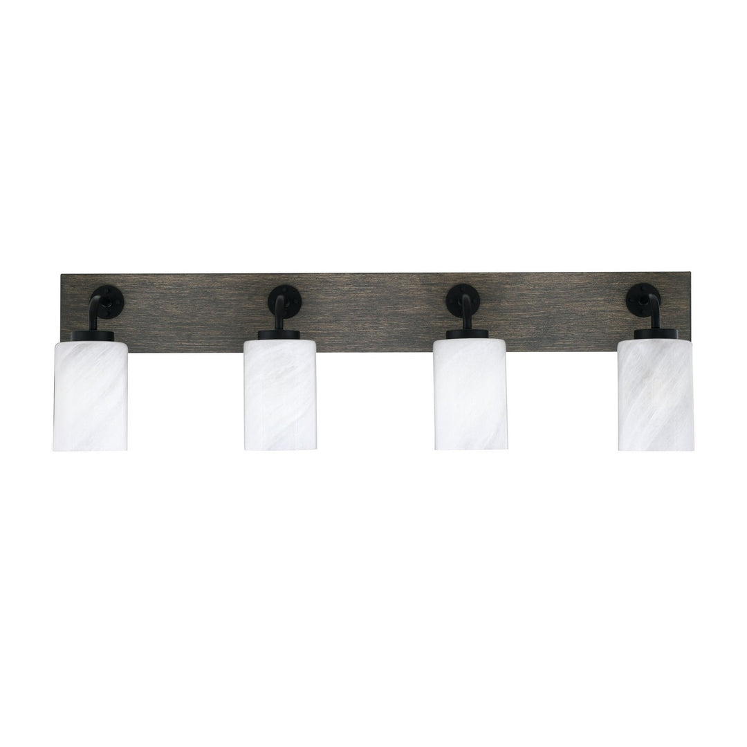 Toltec Oxbridge 1774-mbdw-3001 Bath Vanity Light 36 in. wide - Matte Black & Painted Distressed Wood-look