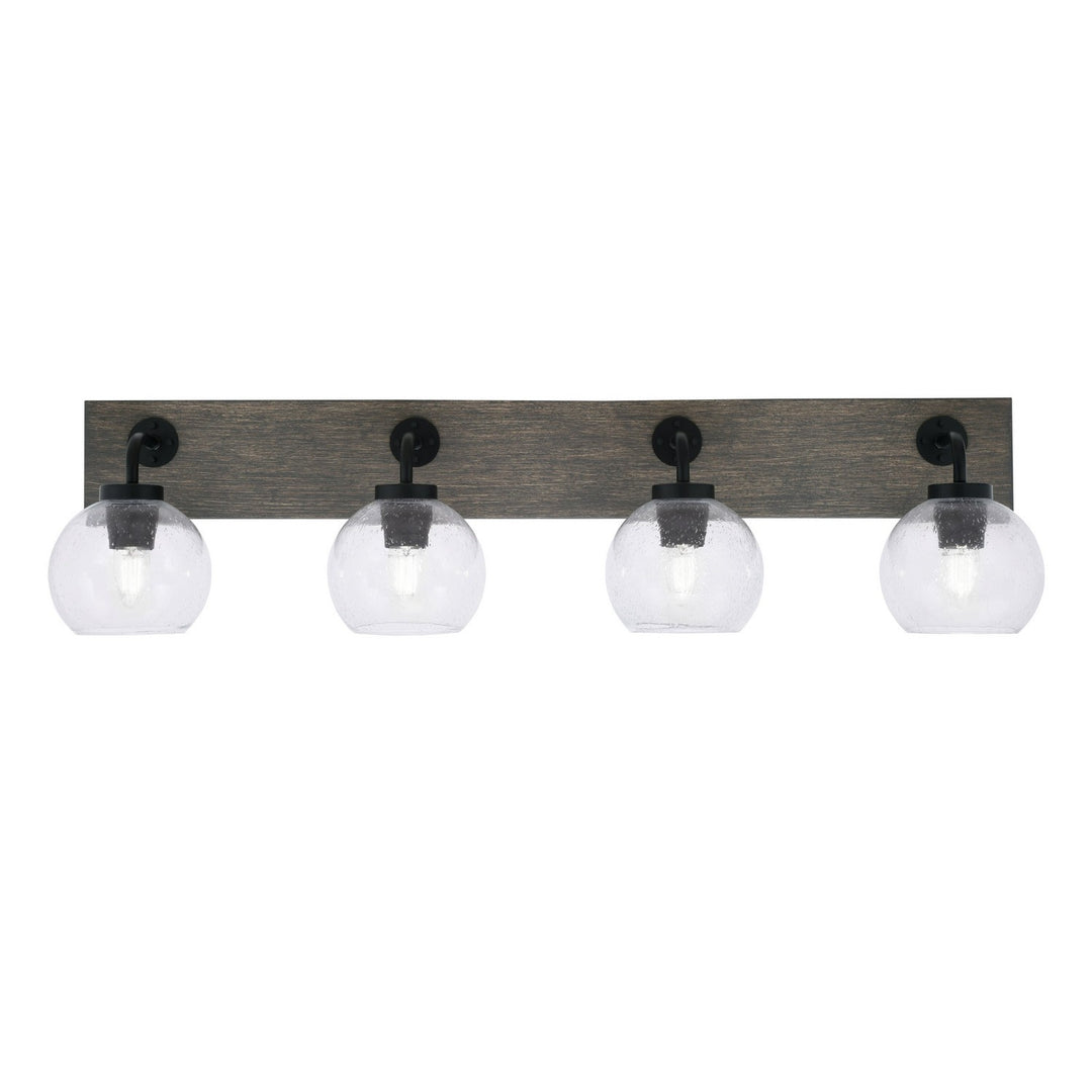 Toltec Oxbridge 1774-mbdw-4100 Bath Vanity Light 37 in. wide - Matte Black & Painted Distressed Wood-look