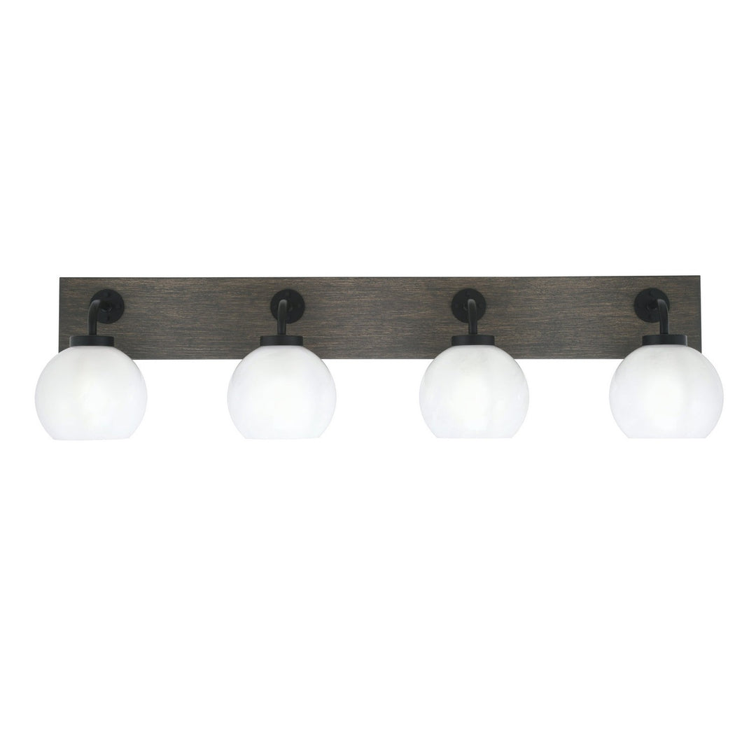 Toltec Oxbridge 1774-mbdw-4101 Bath Vanity Light 37 in. wide - Matte Black & Painted Distressed Wood-look