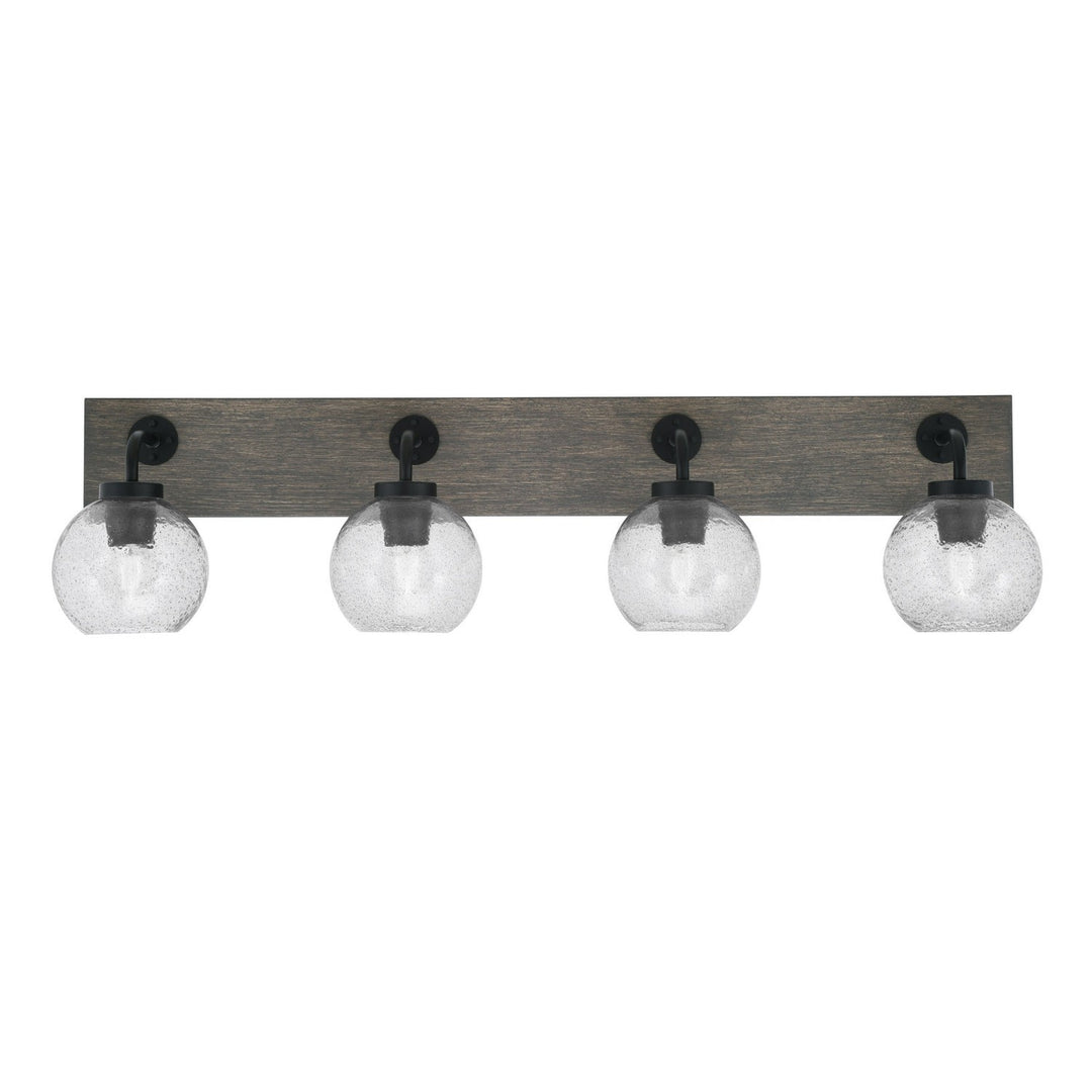 Toltec Oxbridge 1774-mbdw-4102 Bath Vanity Light 37 in. wide - Matte Black & Painted Distressed Wood-look