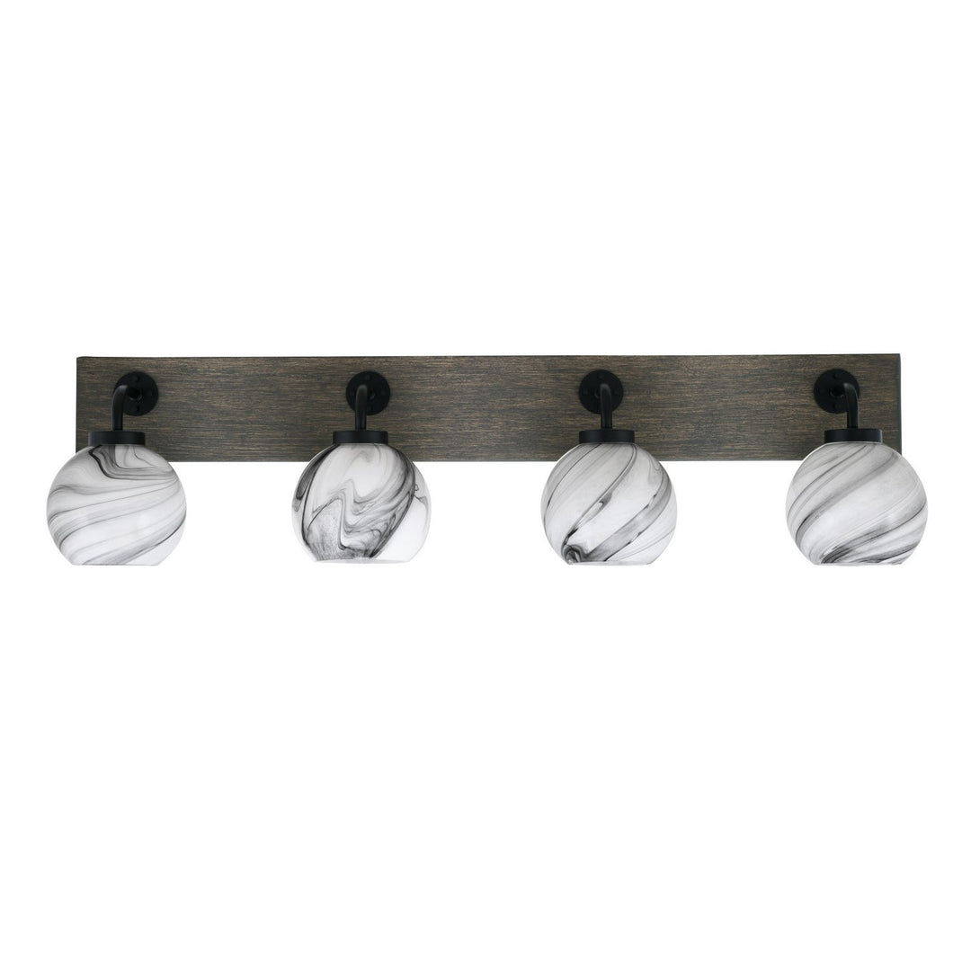 Toltec Oxbridge 1774-mbdw-4109 Bath Vanity Light 37 in. wide - Matte Black & Painted Distressed Wood-look