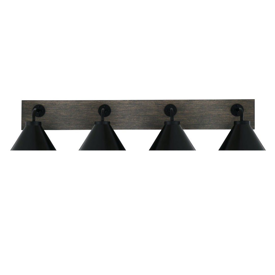 Toltec Oxbridge 1774-mbdw-421-mb Bath Vanity Light 38 in. wide - Matte Black & Painted Distressed Wood-look