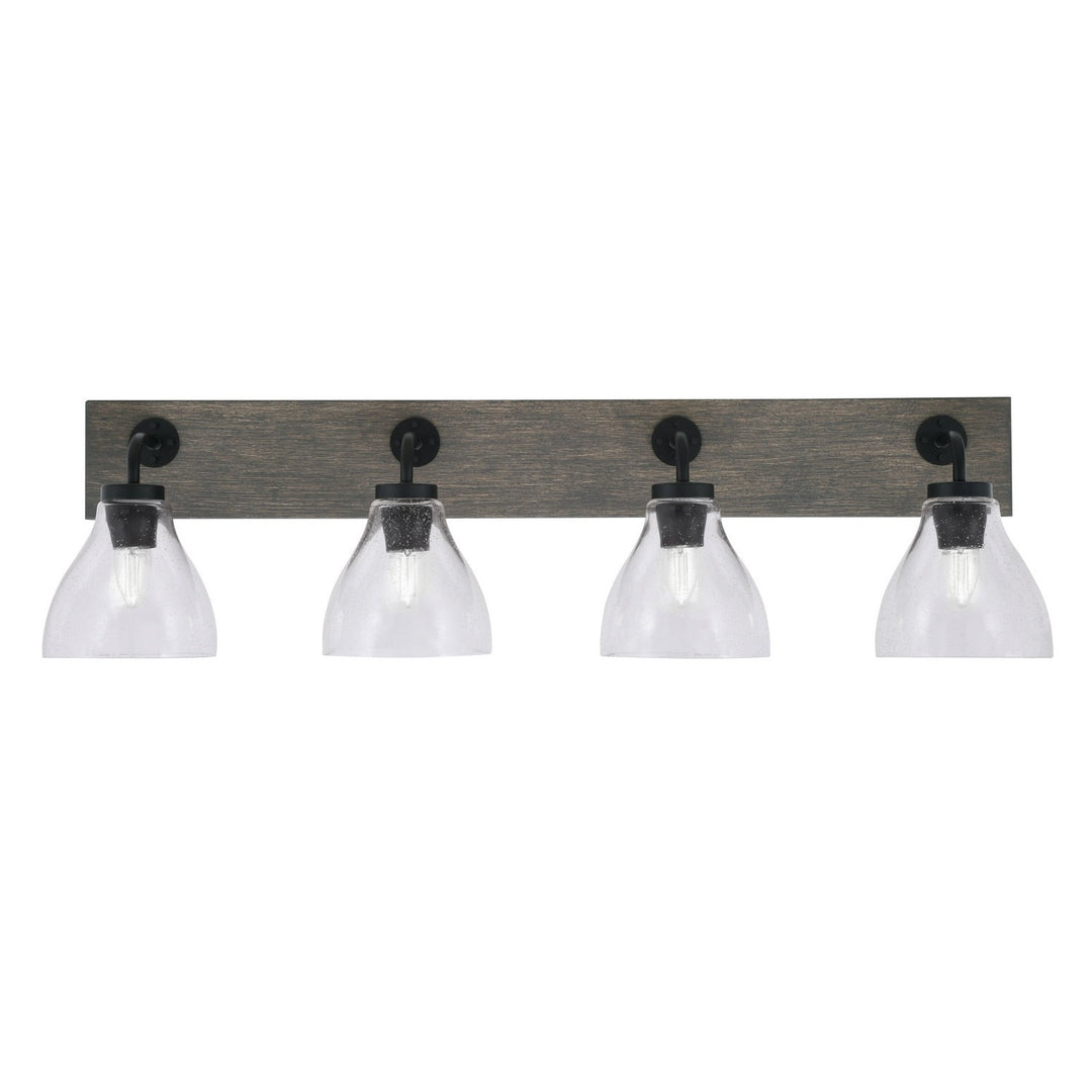 Toltec Oxbridge 1774-mbdw-4760 Bath Vanity Light 37 in. wide - Matte Black & Painted Distressed Wood-look