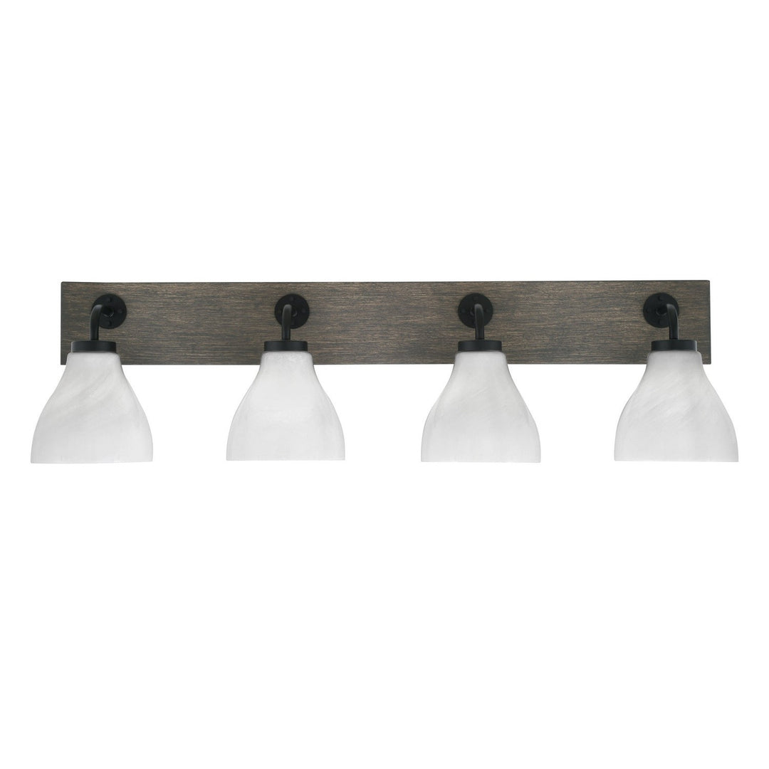 Toltec Oxbridge 1774-mbdw-4761 Bath Vanity Light 37 in. wide - Matte Black & Painted Distressed Wood-look