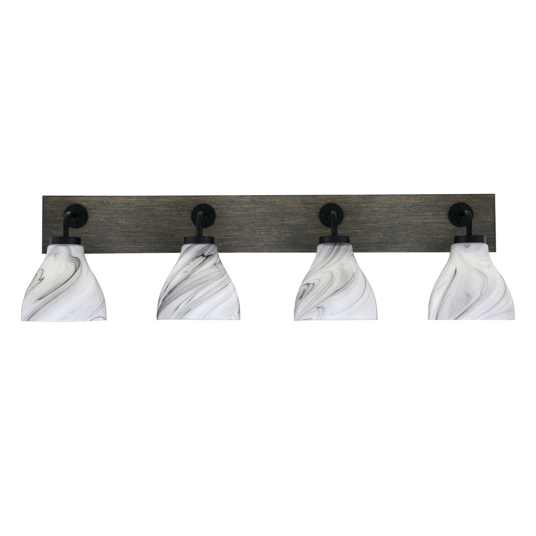 Toltec Oxbridge 1774-mbdw-4769 Bath Vanity Light 37 in. wide - Matte Black & Painted Distressed Wood-look