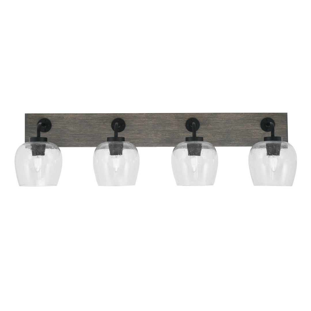 Toltec Oxbridge 1774-mbdw-4810 Bath Vanity Light 37 in. wide - Matte Black & Painted Distressed Wood-look