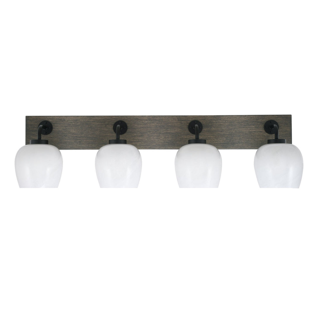 Toltec Oxbridge 1774-mbdw-4811 Bath Vanity Light 37 in. wide - Matte Black & Painted Distressed Wood-look