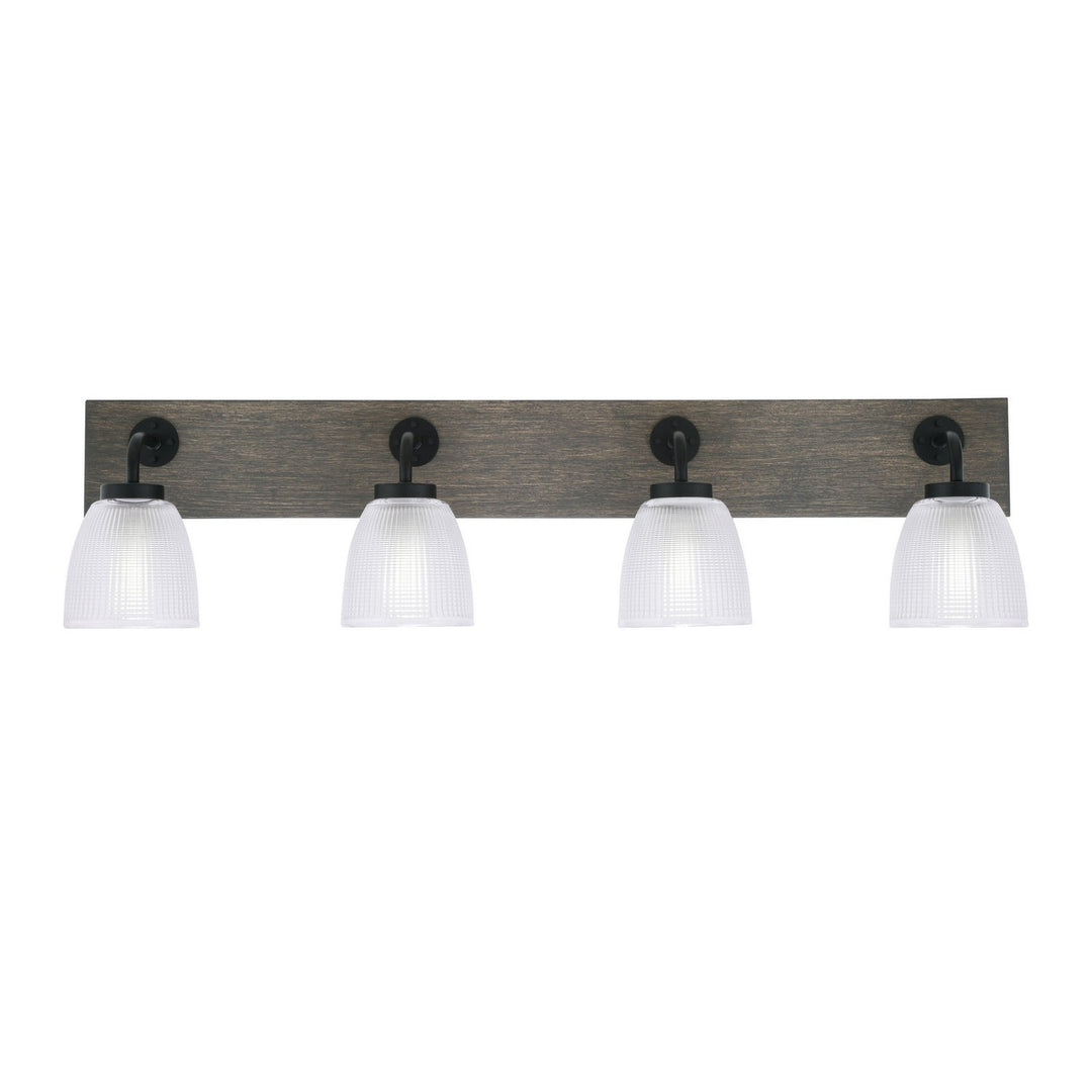 Toltec Oxbridge 1774-mbdw-500 Bath Vanity Light 36 in. wide - Matte Black & Painted Distressed Wood-look