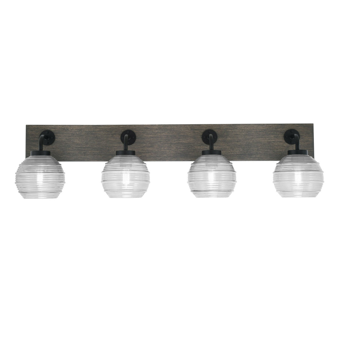 Toltec Oxbridge 1774-mbdw-5110 Bath Vanity Light 37 in. wide - Matte Black & Painted Distressed Wood-look