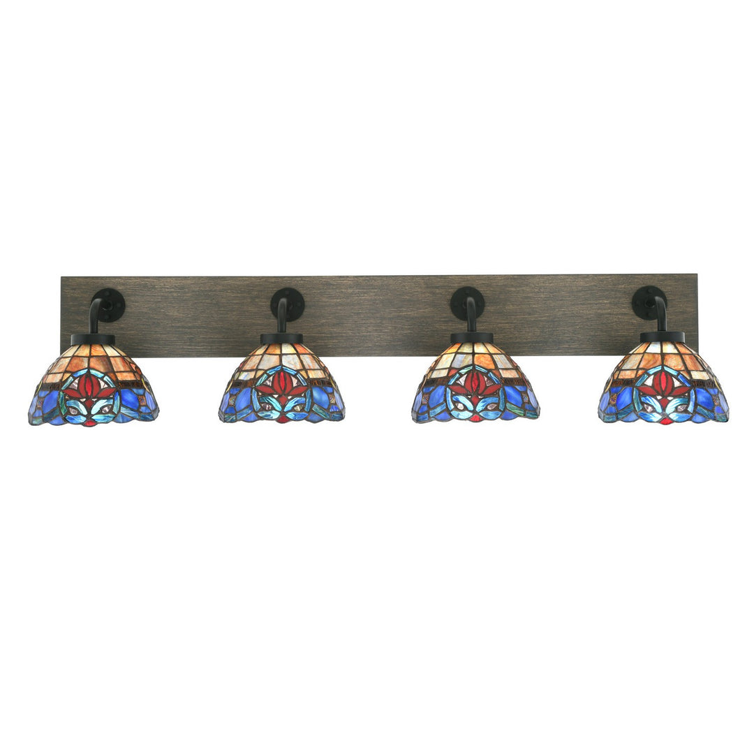 Toltec Oxbridge 1774-mbdw-9355 Bath Vanity Light 38 in. wide - Matte Black & Painted Distressed Wood-look