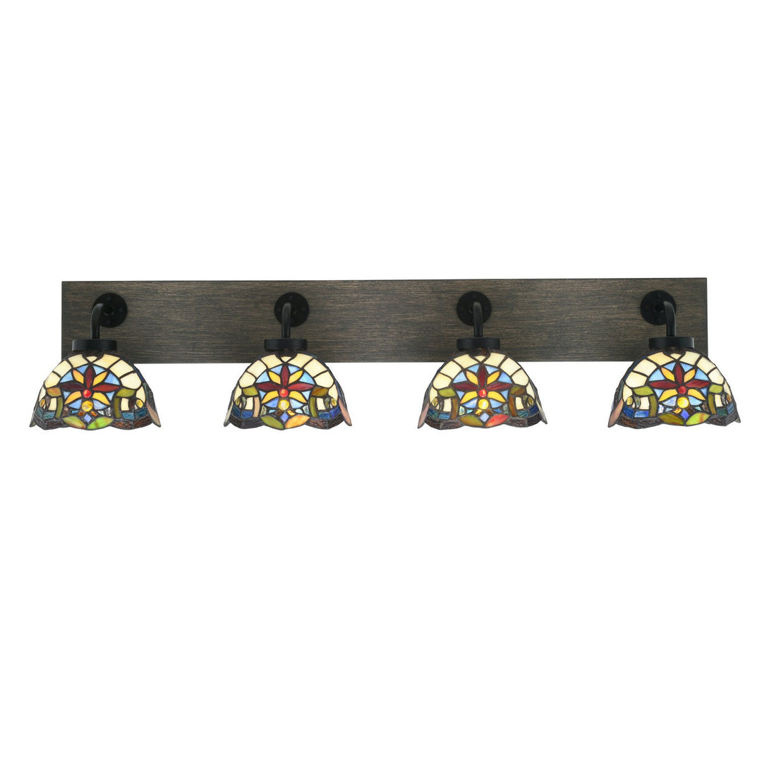 Toltec Oxbridge 1774-mbdw-9365 Bath Vanity Light 38 in. wide - Matte Black & Painted Distressed Wood-look