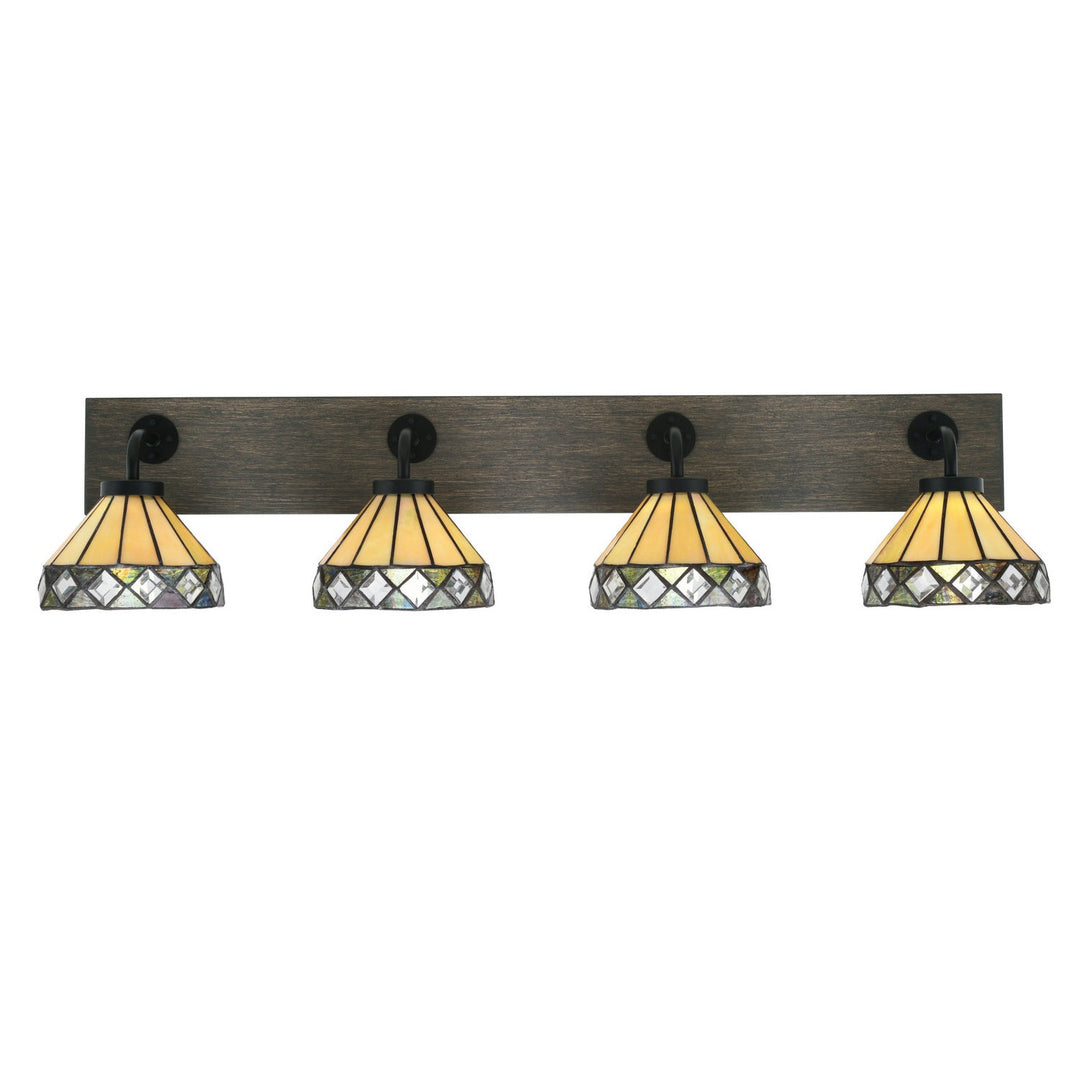 Toltec Oxbridge 1774-mbdw-9405 Bath Vanity Light 38 in. wide - Matte Black & Painted Distressed Wood-look