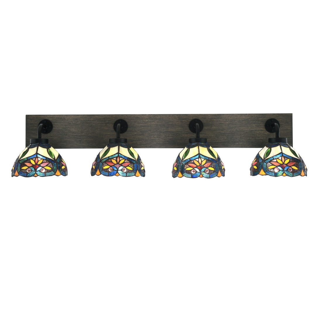 Toltec Oxbridge 1774-mbdw-9425 Bath Vanity Light 38 in. wide - Matte Black & Painted Distressed Wood-look