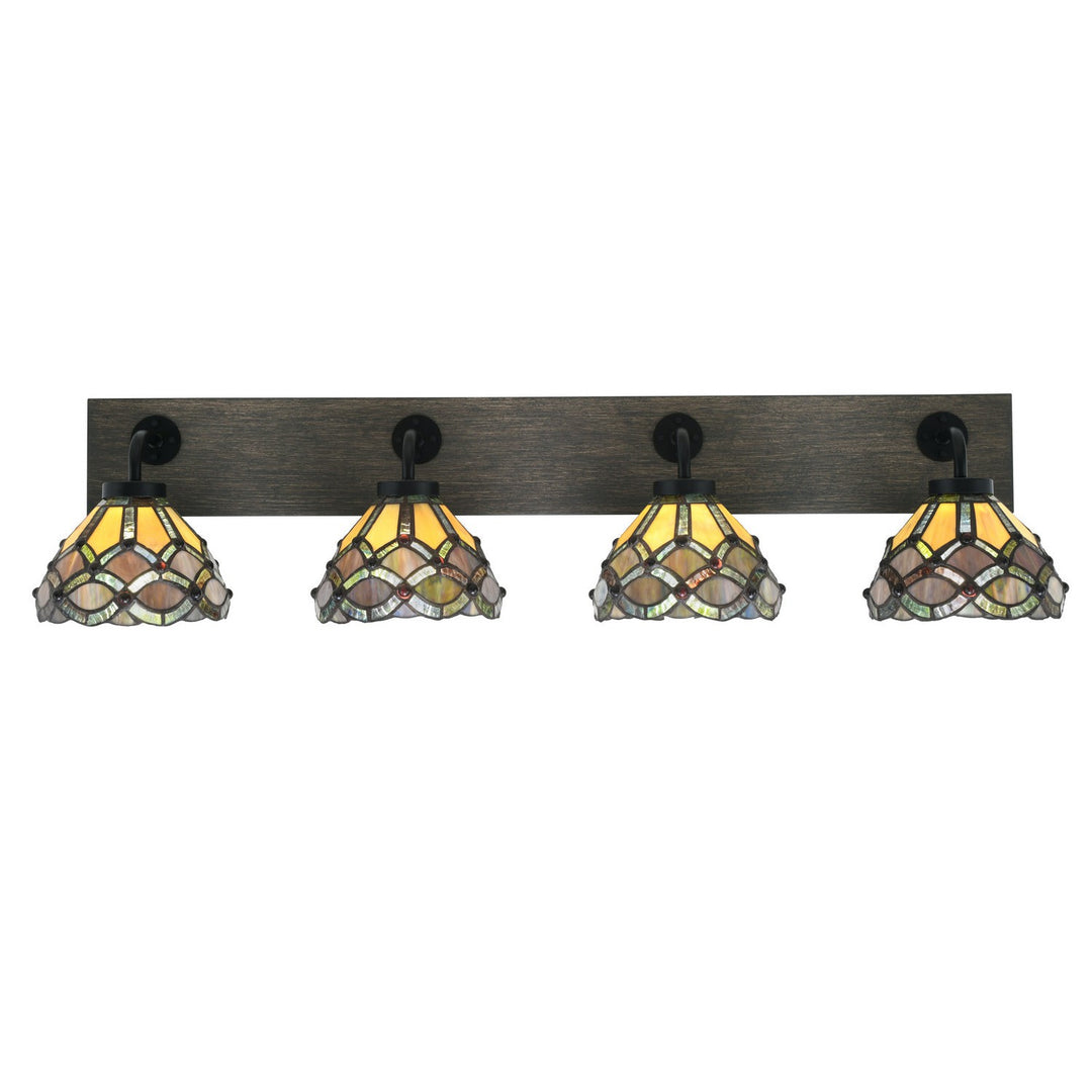 Toltec Oxbridge 1774-mbdw-9435 Bath Vanity Light 38 in. wide - Matte Black & Painted Distressed Wood-look