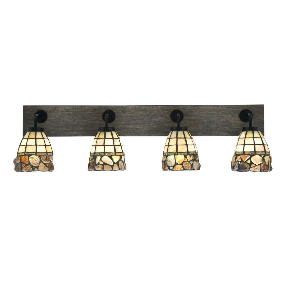 Toltec Oxbridge 1774-mbdw-9735 Bath Vanity Light 37 in. wide - Matte Black & Painted Distressed Wood-look