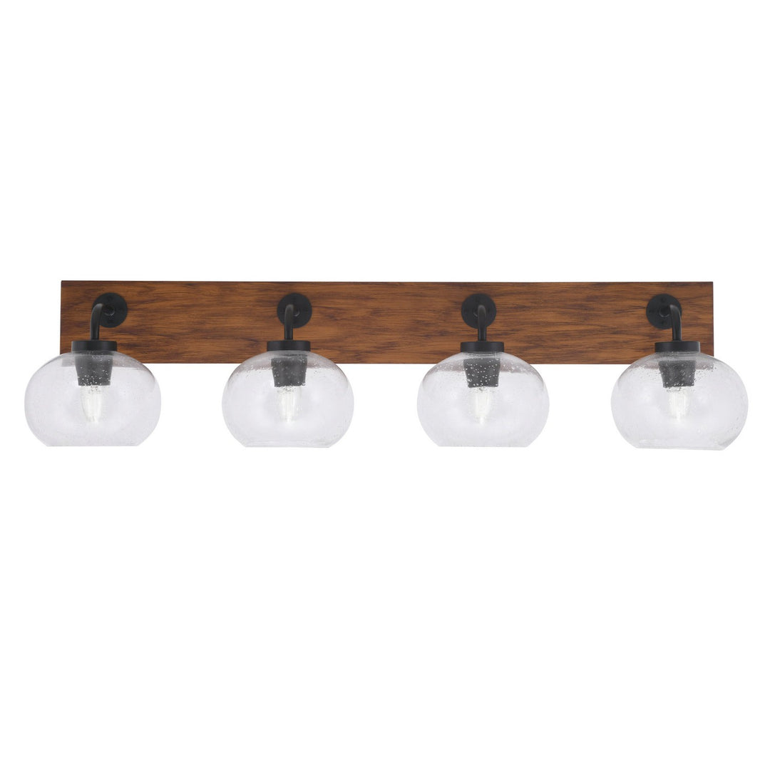 Toltec Oxbridge 1774-mbwg-202 Bath Vanity Light 38 in. wide - Matte Black & Painted Wood-look