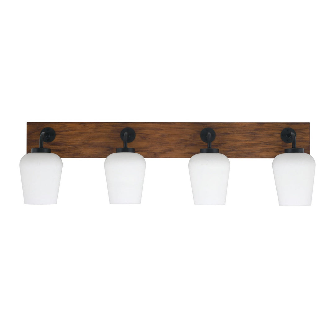 Toltec Oxbridge 1774-mbwg-211 Bath Vanity Light 37 in. wide - Matte Black & Painted Wood-look