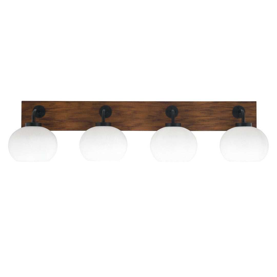 Toltec Oxbridge 1774-mbwg-212 Bath Vanity Light 38 in. wide - Matte Black & Painted Wood-look