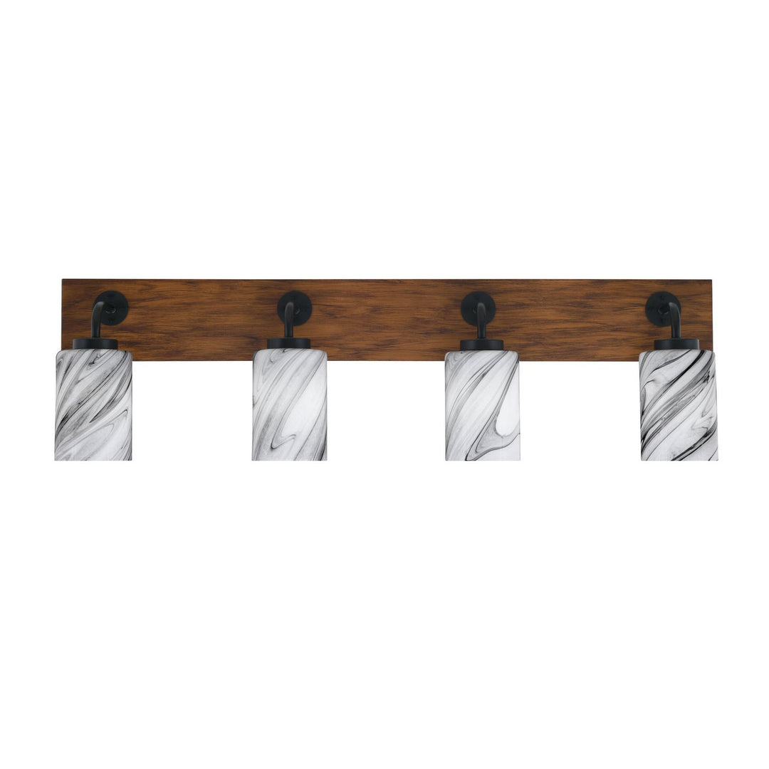 Toltec Oxbridge 1774-mbwg-3009 Bath Vanity Light 36 in. wide - Matte Black & Painted Wood-look