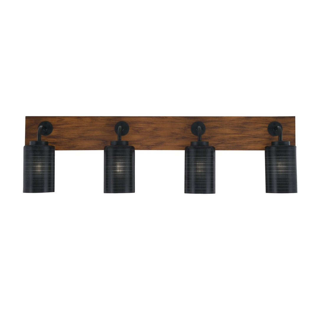 Toltec Oxbridge 1774-mbwg-4069 Bath Vanity Light 36 in. wide - Matte Black & Painted Wood-look