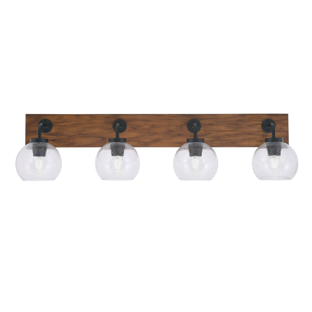 Toltec Oxbridge 1774-mbwg-4100 Bath Vanity Light 37 in. wide - Matte Black & Painted Wood-look