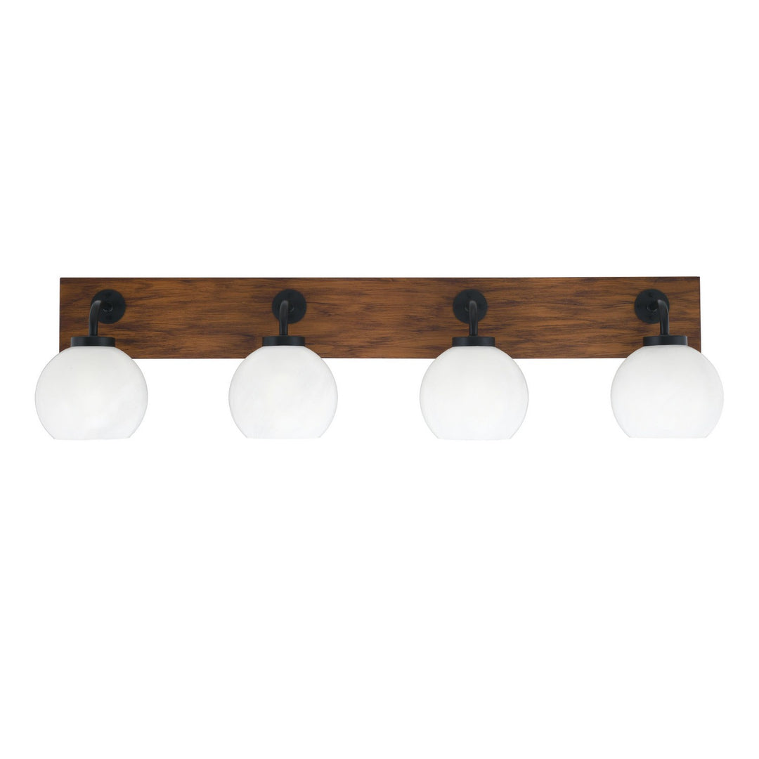 Toltec Oxbridge 1774-mbwg-4101 Bath Vanity Light 37 in. wide - Matte Black & Painted Wood-look