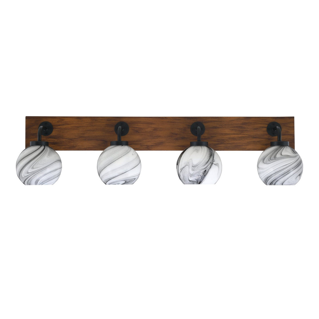 Toltec Oxbridge 1774-mbwg-4109 Bath Vanity Light 37 in. wide - Matte Black & Painted Wood-look