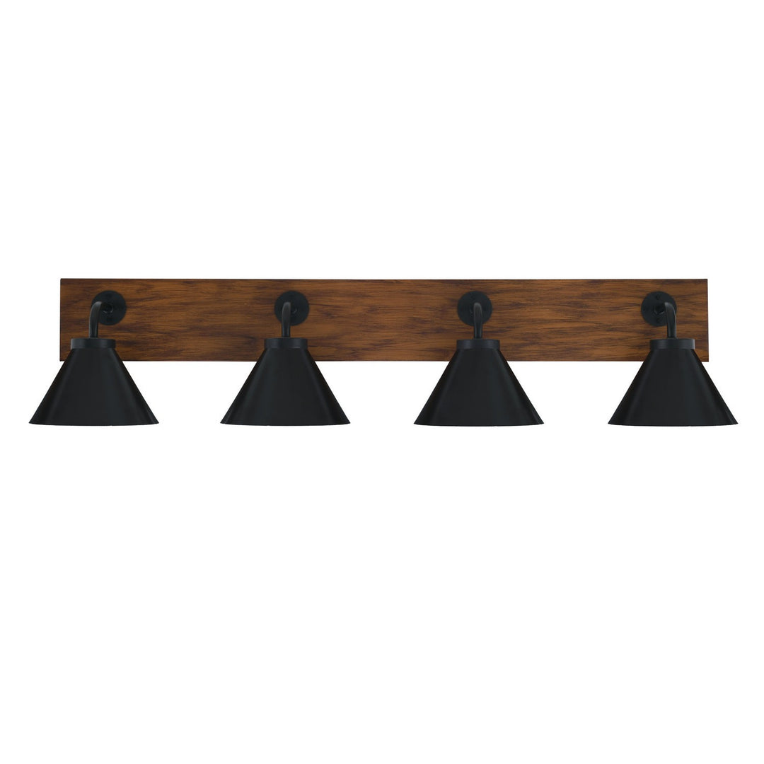 Toltec Oxbridge 1774-mbwg-421-mb Bath Vanity Light 38 in. wide - Matte Black & Painted Wood-look