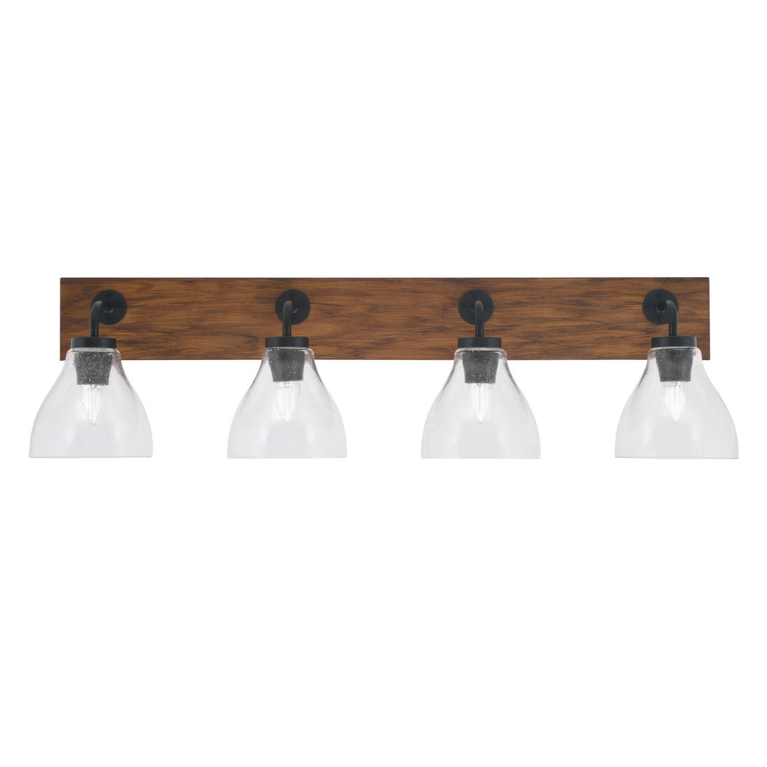 Toltec Oxbridge 1774-mbwg-4760 Bath Vanity Light 37 in. wide - Matte Black & Painted Wood-look