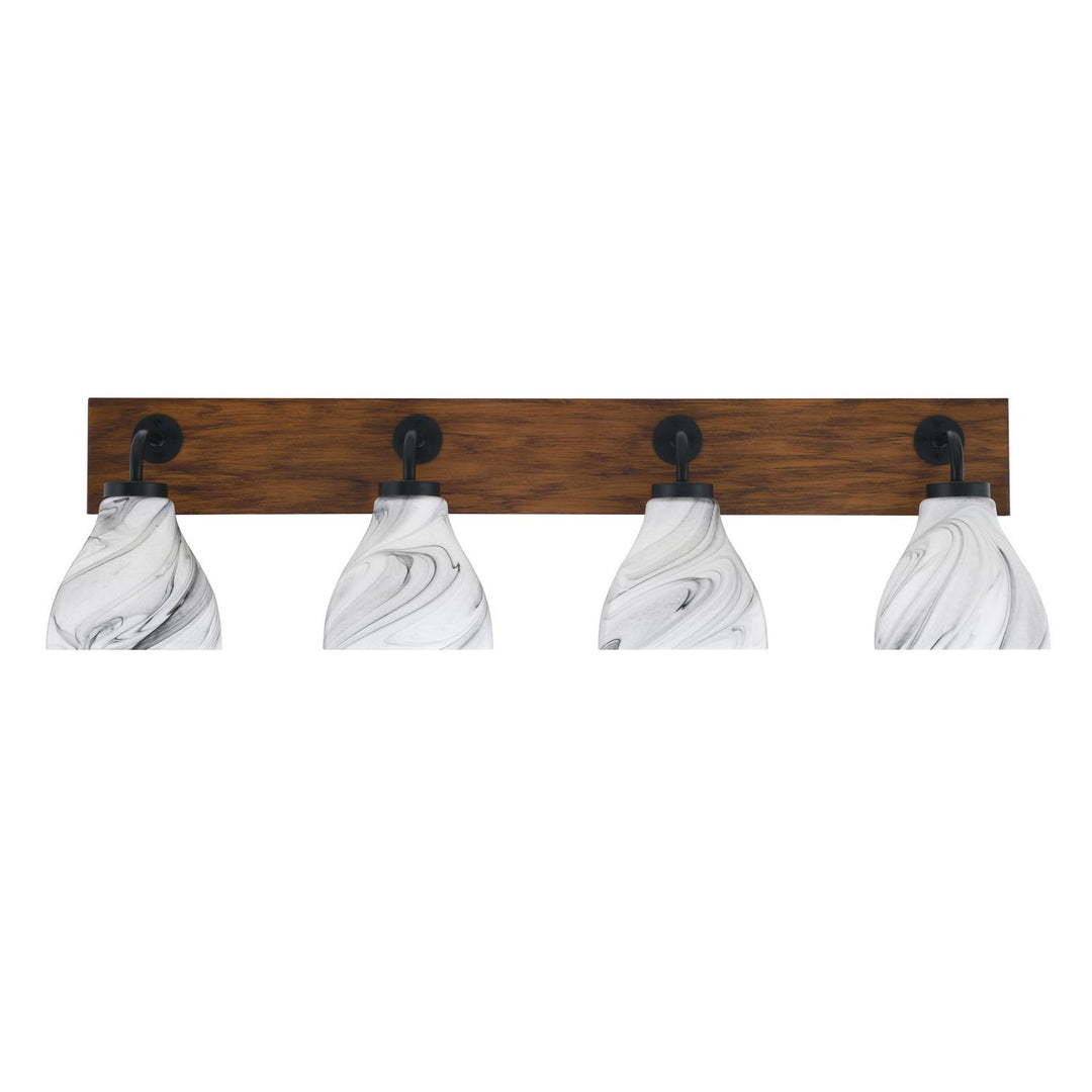 Toltec Oxbridge 1774-mbwg-4769 Bath Vanity Light 37 in. wide - Matte Black & Painted Wood-look