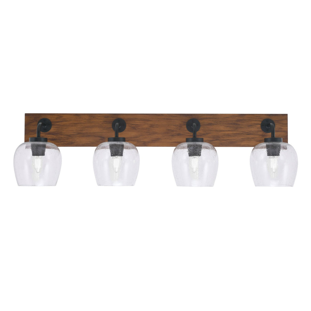 Toltec Oxbridge 1774-mbwg-4810 Bath Vanity Light 37 in. wide - Matte Black & Painted Wood-look