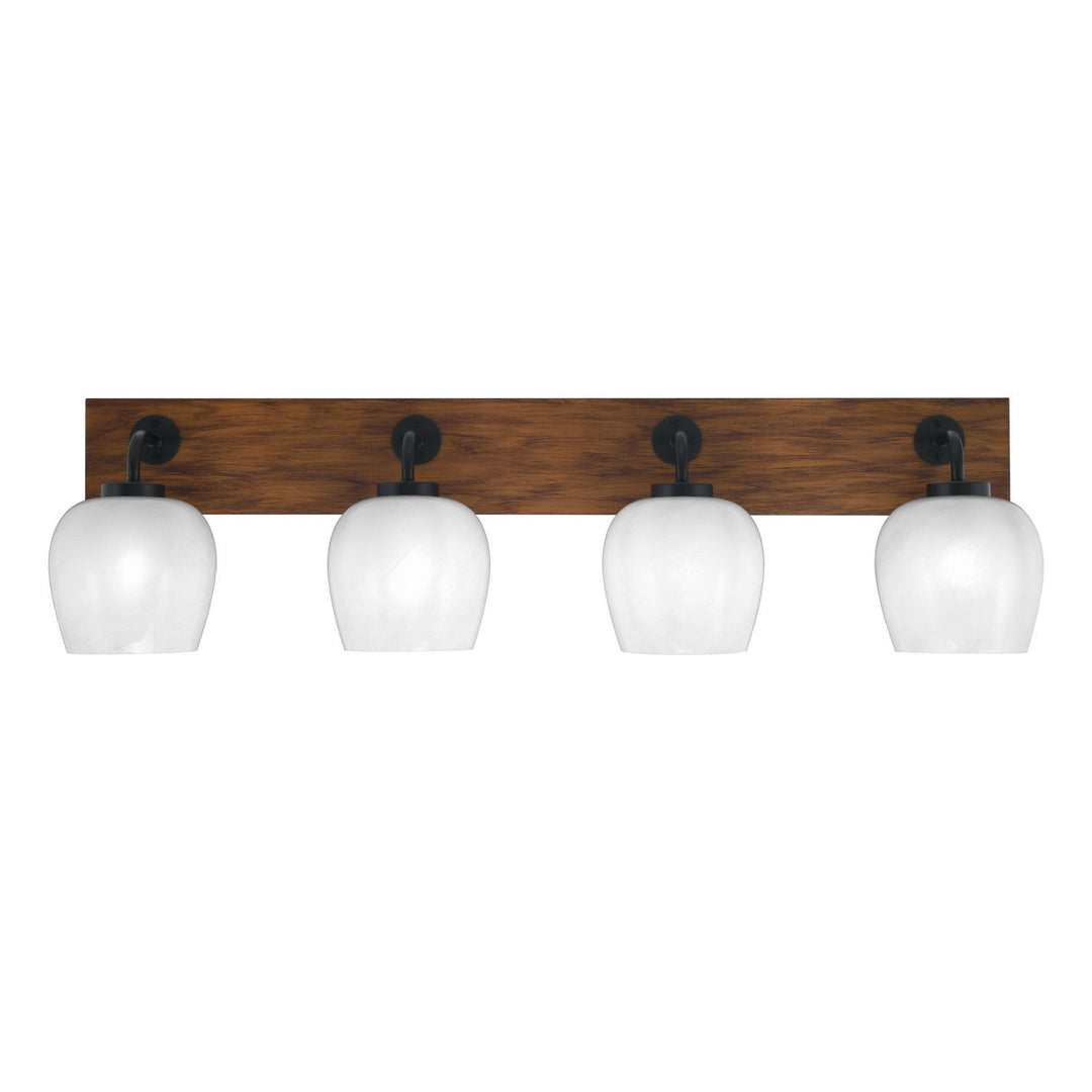 Toltec Oxbridge 1774-mbwg-4811 Bath Vanity Light 37 in. wide - Matte Black & Painted Wood-look