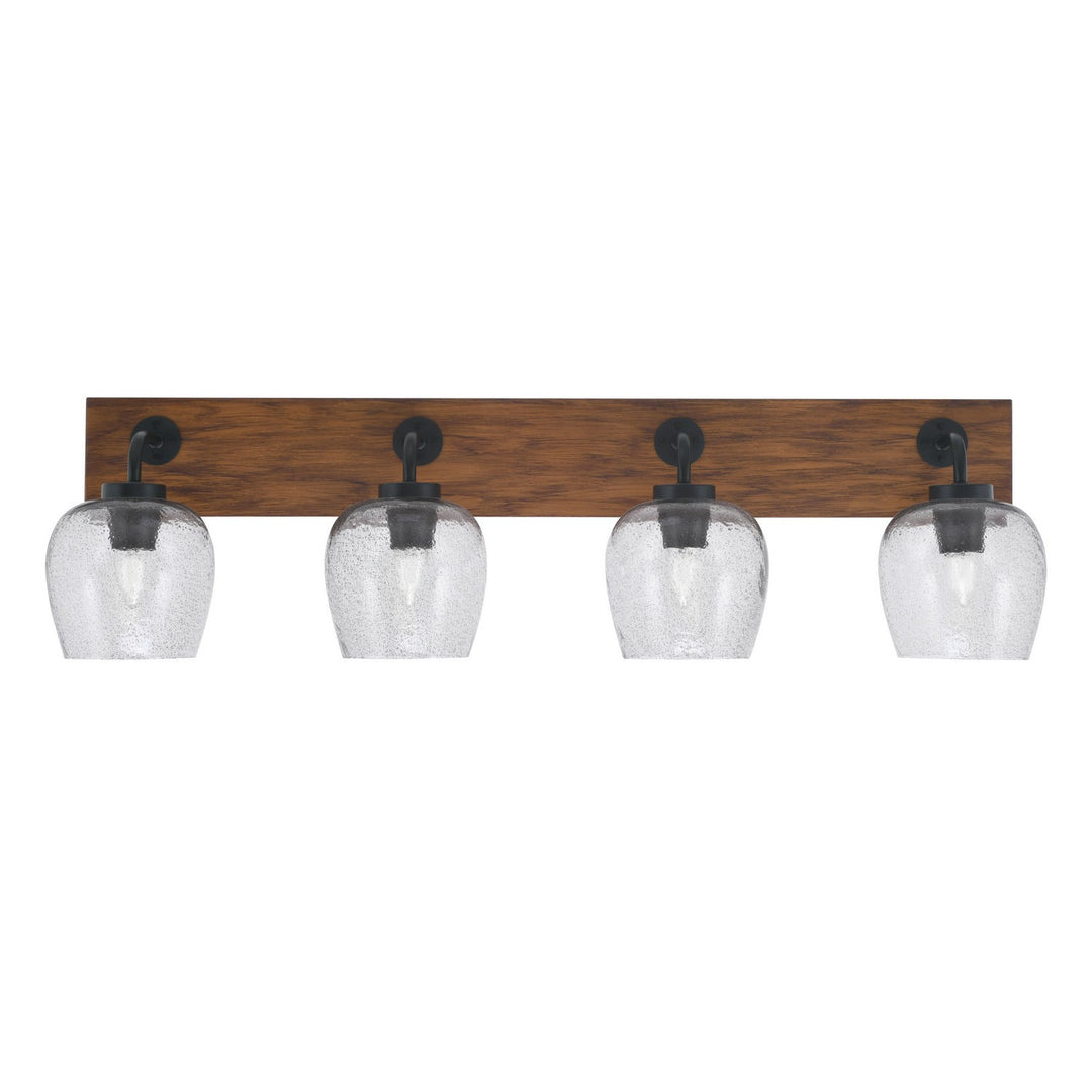 Toltec Oxbridge 1774-mbwg-4812 Bath Vanity Light 37 in. wide - Matte Black & Painted Wood-look