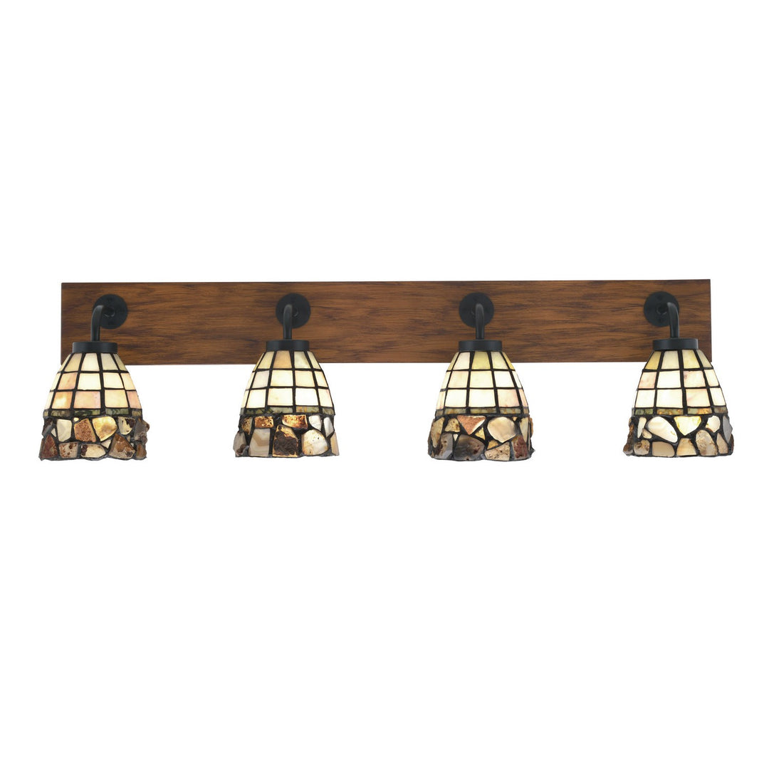 Toltec Oxbridge 1774-mbwg-9735 Bath Vanity Light 37 in. wide - Matte Black & Painted Wood-look