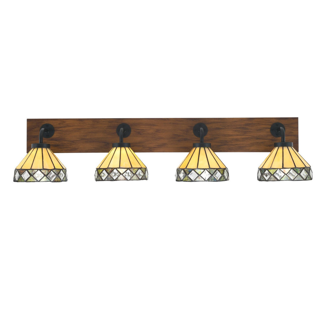 Toltec Oxbridge 1774-mbwg-9405 Bath Vanity Light 38 in. wide - Matte Black & Painted Wood-look