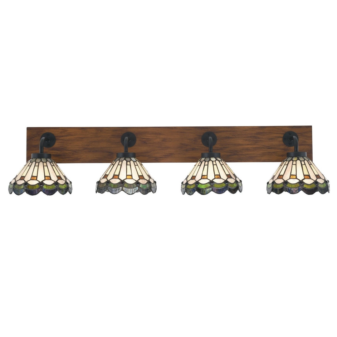 Toltec Oxbridge 1774-mbwg-9395 Bath Vanity Light 38 in. wide - Matte Black & Painted Wood-look