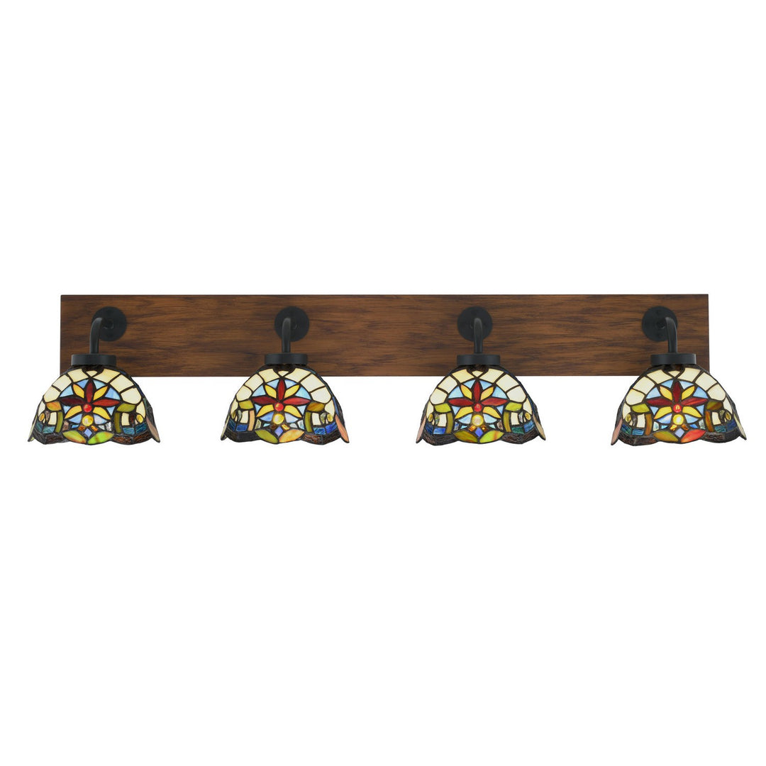 Toltec Oxbridge 1774-mbwg-9365 Bath Vanity Light 38 in. wide - Matte Black & Painted Wood-look