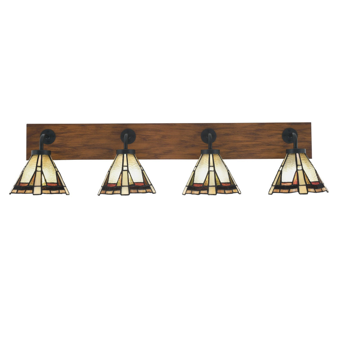 Toltec Oxbridge 1774-mbwg-9345 Bath Vanity Light 38 in. wide - Matte Black & Painted Wood-look