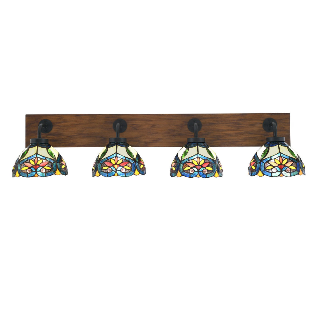 Toltec Oxbridge 1774-mbwg-9425 Bath Vanity Light 38 in. wide - Matte Black & Painted Wood-look