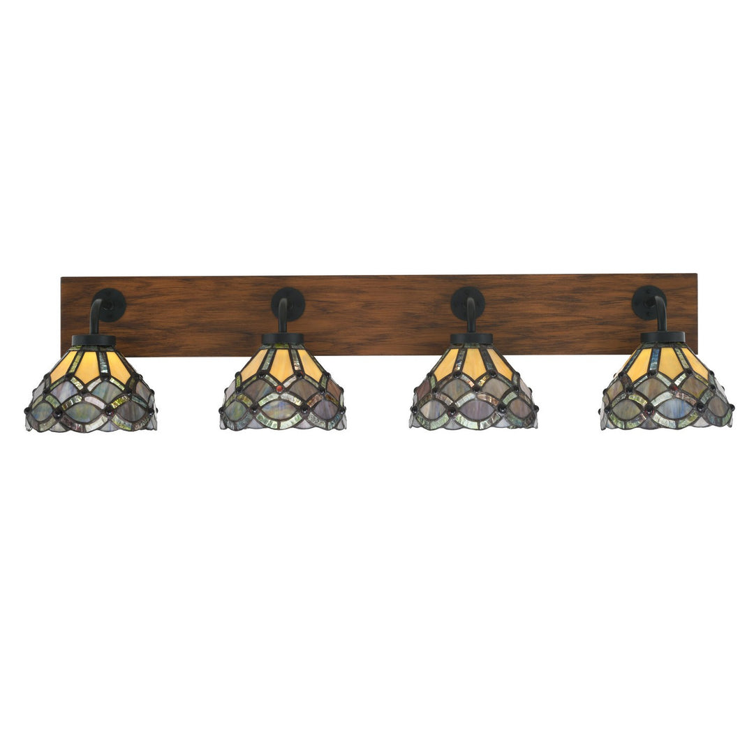 Toltec Oxbridge 1774-mbwg-9435 Bath Vanity Light 38 in. wide - Matte Black & Painted Wood-look