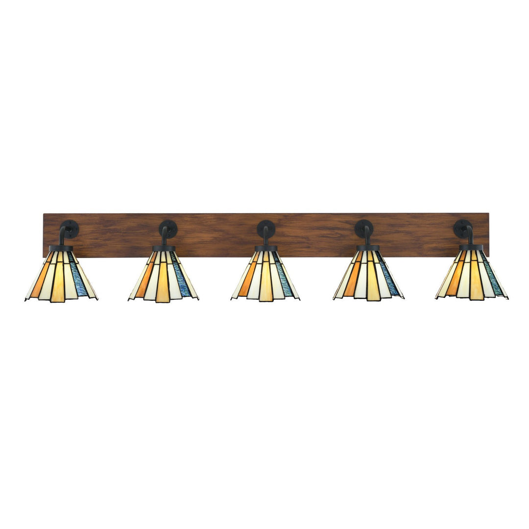 Toltec Oxbridge 1775-mbwg-9335 Bath Vanity Light 48 in. wide - Matte Black & Painted Wood-look Metal